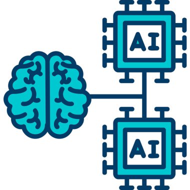 Yapay zeka simgesi, makine öğrenimi ve siber zihin egemenliği konsepti, vektör illüstrasyonu