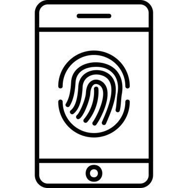 Parmak izi simgesi vektör çizelgesine sahip akıllı telefon