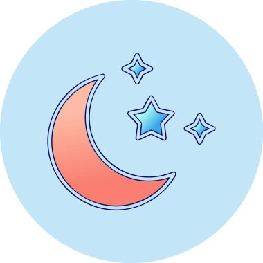 Yıldızlı ay. Web simgesi basit illüstrasyon 