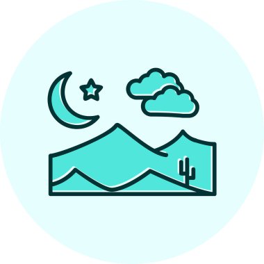 Dağdaki gece sahnesinin vektör illüstrasyonu 