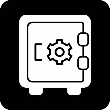 Dolap, güvenli, Vector Line Illustration. İş ve Finans simgesi.