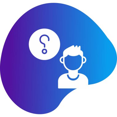 Müşteri Soru simgesi, vektör illüstrasyonu. Logotype. Konuşma balonunda soru işareti olan çocuk Avatar 'ı  