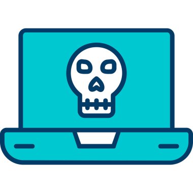 Laptop vektör çiziminde ölü kafatası simgesi
