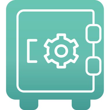 Dolap, güvenli, Vector Line Illustration. İş ve Finans simgesi.