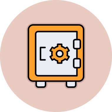 Dolap, güvenli, Vector Line Illustration. İş ve Finans simgesi.
