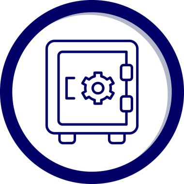 Dolap, güvenli, Vector Line Illustration. İş ve Finans simgesi.