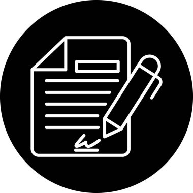 Sözleşme simgesi imzalama, basit vektör illüstrasyonu