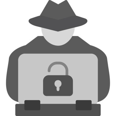 Hacker siber saldırı simgesi, vektör illüstrasyonu