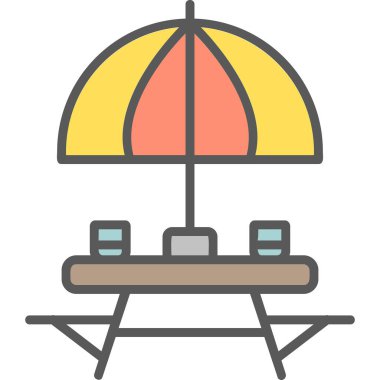 Sahildeki Açık Masa simgesinin vektör çizimi. 