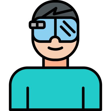 Artırılmış gerçeklik gözlüğü olan adam ikon vektör illüstrasyon tasarımı