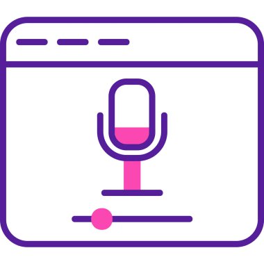 Çevrimiçi Kayıt, mikrofon ikonu vektör illüstrasyonu