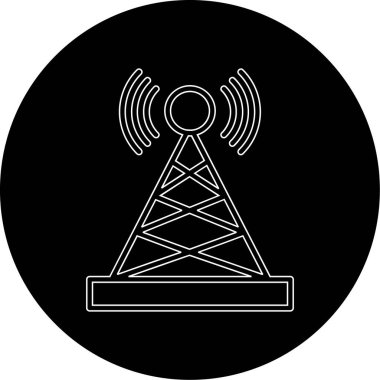 Uydu kulesi işaret çizgisi ağ simgesi, vektör illüstrasyonu