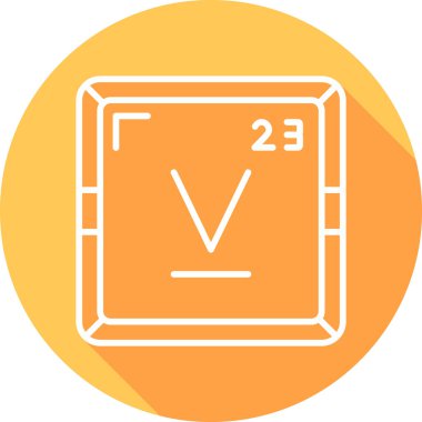 Vanadyum periyodik tablo simgesi. Vanadyum sembolü bilimsel vektör kimyasal element