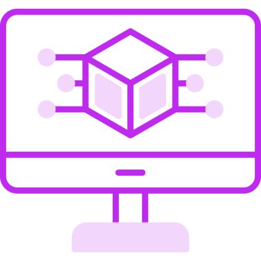 Bilgisayar Simülasyonu simgesi, vektör illüstrasyonu basit tasarım