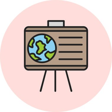 Coğrafya web simgesi, vektör illüstrasyonu