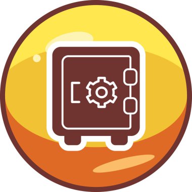 Dolap, güvenli, Vector Line Illustration. İş ve Finans simgesi.