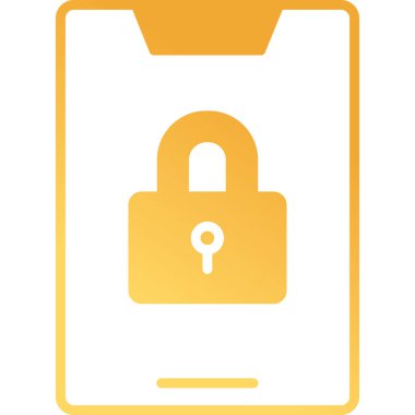 Kilit simgesine sahip akıllı telefon, vektör illüstrasyonu basit tasarım