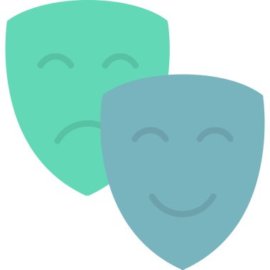 Maskeler Simgesi, Tiyatro Sembolü, Vektör İllüstrasyonu 