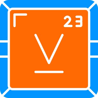 Vanadyum periyodik tablo simgesi. Vanadyum sembolü bilimsel vektör kimyasal element