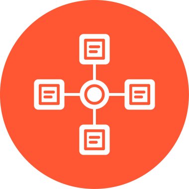 İş diyagramı simgesi. Ağ şeması simgesi. Veritabanı sembolü, vektör illüstrasyonu