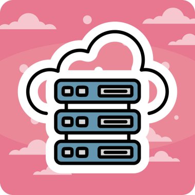 Bulut Sunucusu simgesi, vektör illüstrasyonu basit tasarım