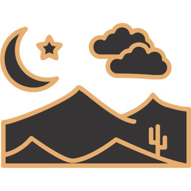 Dağdaki gece sahnesinin vektör illüstrasyonu 