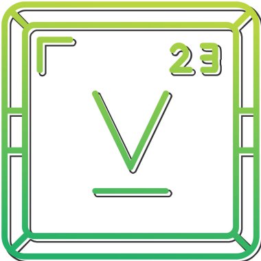 Vanadyum periyodik tablo simgesi. Vanadyum sembolü bilimsel vektör kimyasal element