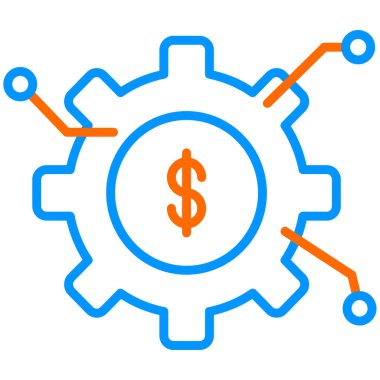 Varlık Yönetimi simgesi. Çarklı dolar sembolü, vektör illüstrasyonu 