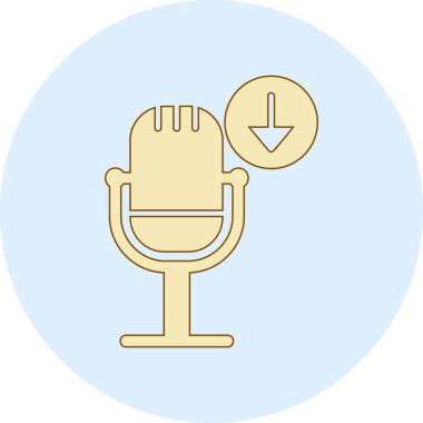 Podcast İndirme. Web simgesi basit illüstrasyon        