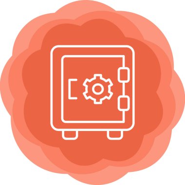 Dolap, güvenli, Vector Line Illustration. İş ve Finans simgesi.