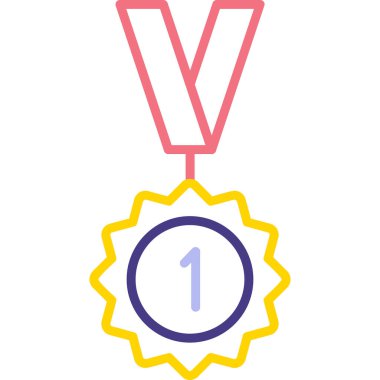 Kurdele ikon vektör illüstrasyonlu madalya 