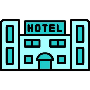 Otel web simgesi, vektör illüstrasyonu