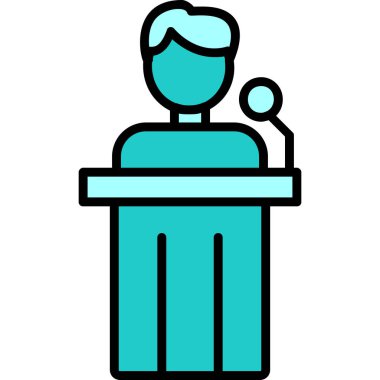 Siyaset ikonu. Web için basit bir konferans vektör simgesi çizimi