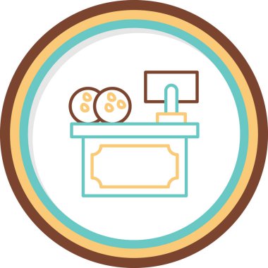 Bilgisayar simgesi, vektör illüstrasyonlu ofis tablosu 