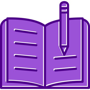 kitap ve kalem ikonu vektör illüstrasyonu