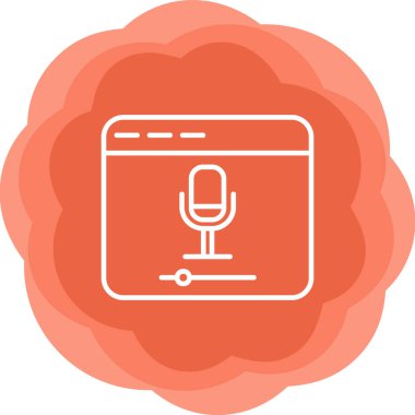 Çevrimiçi Kayıt, mikrofon ikonu vektör illüstrasyonu