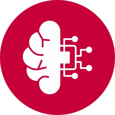 Makine Öğrenme Simgesi, Yapay Zeka düğmesi, vektör illüstrasyonu 