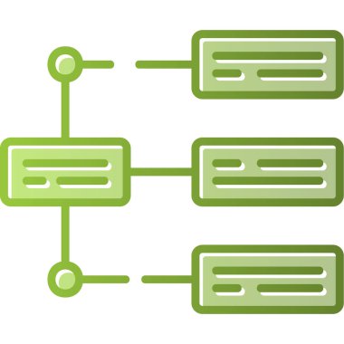 İş diyagramı simgesi. Ağ şeması simgesi. Veritabanı sembolü, vektör illüstrasyonu