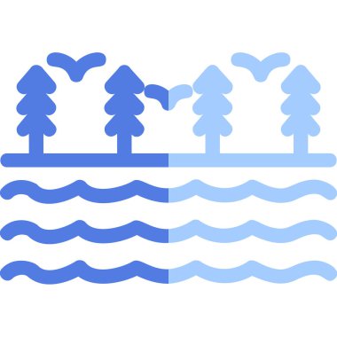 Orman nehri simgesi çizgi film tarzında  