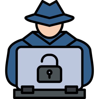 Hacker siber saldırı simgesi, vektör illüstrasyonu