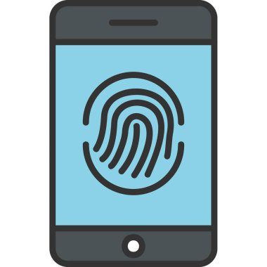 Parmak izi simgesi vektör çizelgesine sahip akıllı telefon
