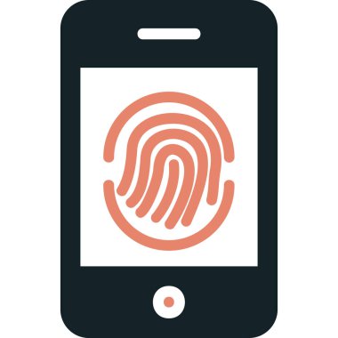 Parmak izi simgesi vektör çizelgesine sahip akıllı telefon