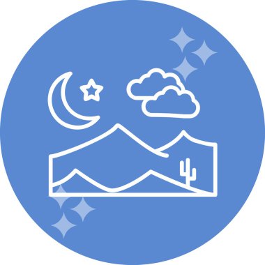 Dağdaki gece sahnesinin vektör illüstrasyonu 