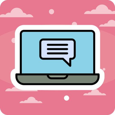 Çevrimiçi İletişim simgesi vektör illüstrasyonu