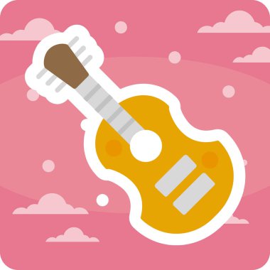 Gitar web simgesi, vektör çizim 