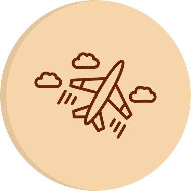 Bulutlarda uçan bir uçak. vektör illüstrasyonu 