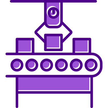 Üretim süreci simgesi, vektör illüstrasyonu basit tasarım