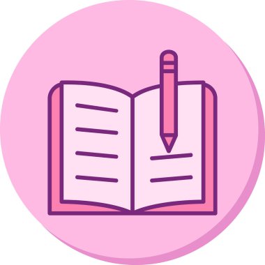 kitap ve kalem ikonu vektör illüstrasyonu