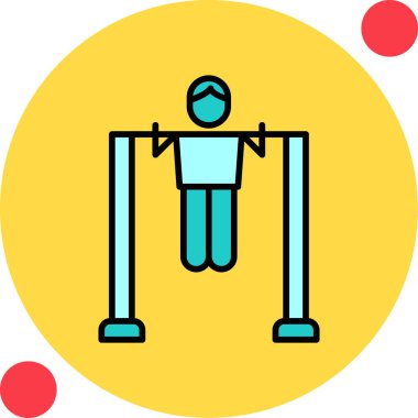 Çubuk Simgesini Aç, Çekme Egzersizi Yapan Kişi. Vektör İllüstrasyonu 