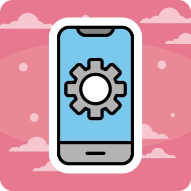 akıllı telefon ayarlama web simgesi vektör çizimi 